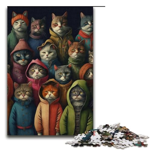 1000-teiliges Puzzle für Erwachsene, lustiges Katzengang-Spielzeug, Herausforderung für die Gehirnintelligenz, süchtig machendes Spielzeug, Größe 38 x 26 cm von LLONGKT