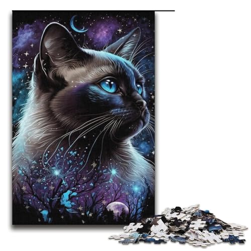 1000-teiliges Puzzle für Erwachsene, mystische Siamkatze, Lernspiel, Herausforderungsspielzeug, Lernspiel für Geburtstag, Weihnachten, Größe 38 x 26 cm 1000-teiliges Puzzle für Erwachsene, mystische Siamkatze, Lernspiel, Herausforderungsspielzeug, Lernspiel für Geburtstag, Weihnachten, Größe 38 x 26 cm von LLONGKT