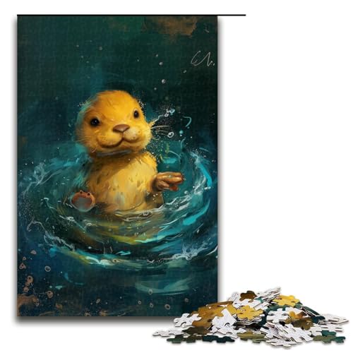 1000-teiliges Puzzle für Erwachsene, niedlicher Kleiner gelber Otter, interessantes Puzzle zur Stressreduzierung, Heimkunstdekor (Größe 50 x 75 cm) von LLONGKT