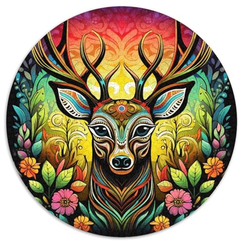 1000-teiliges Puzzle für Erwachsene, rundes Kunst-Elch-Papierpuzzle, anspruchsvolles Denkspiel für Teenager, Spaß für den Spieleabend mit der Familie (Größe 67,5 x 67,5 cm) von LLONGKT