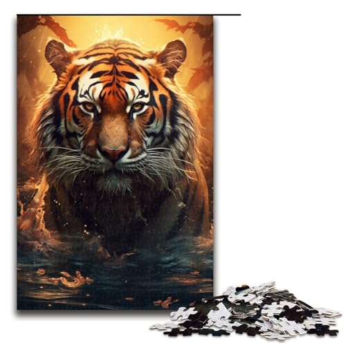 1000-teiliges Puzzle für Erwachsene, schönes Tigergemälde, Quizspiel, Stressabbau, schwierige Herausforderung, Größe 50 x 75 cm von LLONGKT