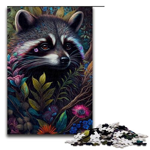 1000-teiliges Puzzle für Erwachsene, schönes Waschbär-Quizspiel, Stressabbau, schwierige Herausforderung, Größe 50 x 75 cm von LLONGKT