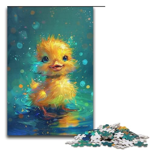 1000-teiliges Puzzle für Erwachsene, süße kleine gelbe Ente, lustige Familienspiele, Weihnachtswunschliste mit Weihnachtsmann (Größe 38 x 26 cm) von LLONGKT