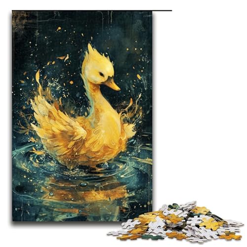 1000-teiliges Puzzle für Erwachsene, süßer Kleiner gelber Schwan, Denksportspiel, einzigartiges Geburtstagsspiel (Größe 50 x 75 cm) von LLONGKT