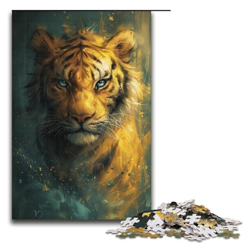 1000-teiliges Puzzle für Erwachsene, süßer Kleiner gelber Tiger, Papppuzzle, Familiendekoration (Größe 38 x 26 cm) von LLONGKT