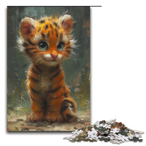 1000-teiliges Puzzle für Erwachsene, süßes Tiger-Denkspiel, einzigartiges Geburtstagsspiel (Größe 38 x 26 cm) von LLONGKT
