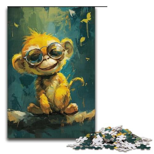 1000-teiliges Puzzle für Erwachsene, süßes kleines gelbes Affen-Puzzle, anspruchsvolles Spielgeschenk, geeignet für Paare für Teenager ab 14 Jahren (Größe 38 x 26 cm) von LLONGKT