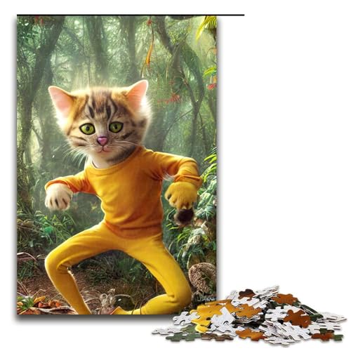 1000-teiliges Puzzle für Erwachsene, tanzende Katze, Familienaktivitäts-Puzzle, jedes Teil ist einzigartig – anspruchsvolles Familienspaßspiel, Größe 50 x 75 cm von LLONGKT