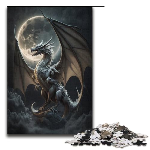 1000-teiliges Puzzle für Erwachsene, weißer Eisdrache, Puzzle, Quizspiel, Geburtstagsgeschenk, Geschenke, Wandkunst (Größe 38 x 26 cm) von LLONGKT