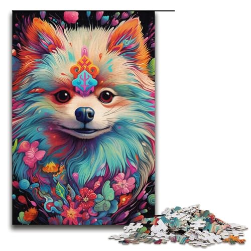 1000-teiliges Puzzle für Erwachsene, zum Stressabbau mit Zwergspitz, für Teenager ab 14 Jahren, Größe 38 x 26 cm von LLONGKT