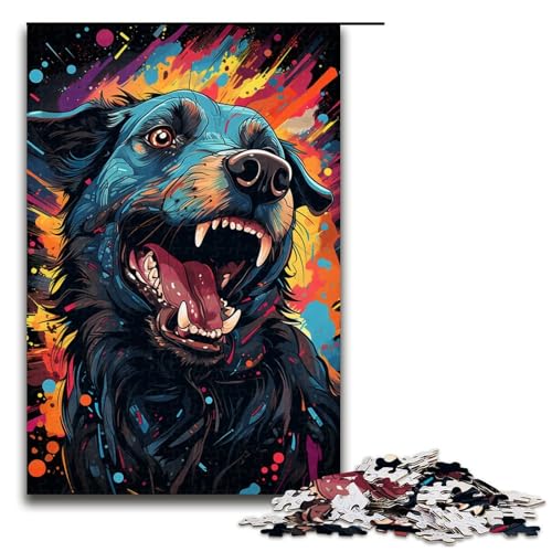 1000-teiliges Puzzle für Erwachsene „Die farbenfrohe Psychedelia der kosmischen Hunde“, Spielzeug, Denkspiel, Herausforderung für die Gehirnintelligenz, süchtig machendes Spielzeug (Größe 50 x 75 cm) von LLONGKT