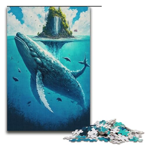 1000-teiliges Puzzle für Erwachsene mit Blauwal-Gemälde, Spaß für die ganze Familie, anspruchsvolles Puzzlespiel und Familienspiel für Teenager ab 14 Jahren (Größe 38 x 26 cm) von LLONGKT