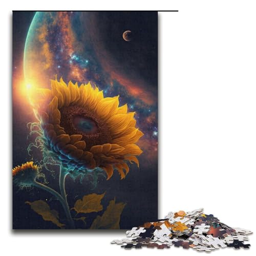 1000-teiliges Puzzle für Erwachsene. Das Denkspiel „Universum-Sonnenblumen“ eignet ganze Familie. Größe: 38 x 26 cm von LLONGKT