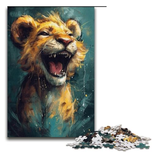 1000-teiliges Puzzle für Erwachsene: Niedlicher Kleiner gelber Löwe. Das präzise geschnittene Puzzle eignet ganze Familie (Größe 38 x 26 cm). von LLONGKT