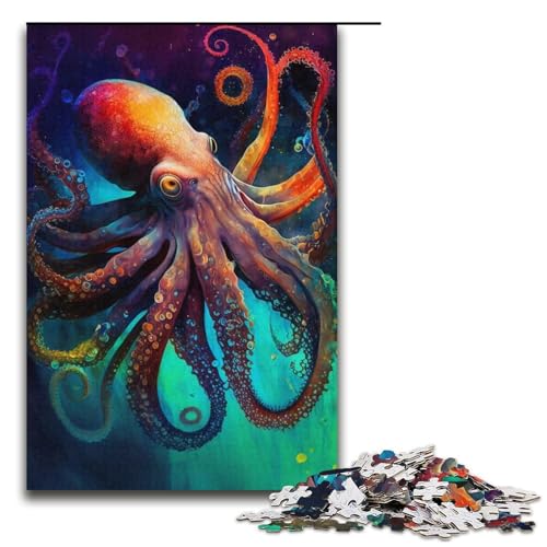 1000-teiliges Puzzle für Erwachsene. Unterwasser-Oktopus-Denkspiel, ganze Familie, Größe 38 x 26 cm von LLONGKT