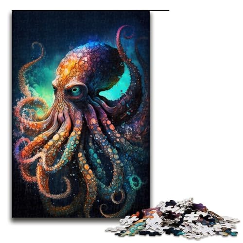 1000-teiliges Puzzle für Erwachsene. Unterwasser-Oktopus-Denkspiel, ganze Familie, Größe 50 x 75 cm von LLONGKT
