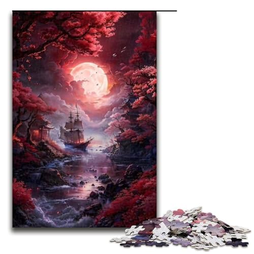 1000-teiliges Puzzle im japanischen Stil, Berg-Puzzle, Holzpuzzle, pädagogisches Spielzeug zum Stressabbau, Größe 50 x 75 cm von LLONGKT