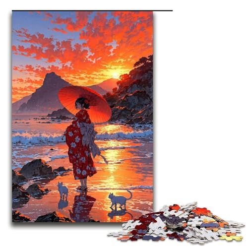1000-teiliges Puzzle im japanischen Stil für Erwachsene, Holzpuzzles, tolles Geschenk für Erwachsene (Größe 50 x 75 cm) von LLONGKT