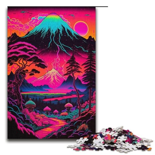 1000-teiliges Puzzle mit Aquarell-Bergen, Puzzle für Erwachsene aus Pappe, Lernspiel, Größe 38 x 26 cm von LLONGKT