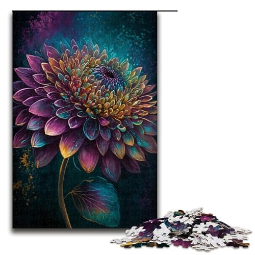 1000-teiliges Puzzle mit Blumenmotiv, für Teenager, Holzpuzzle, Familienaktivität (Größe 50 x 75 cm) von LLONGKT