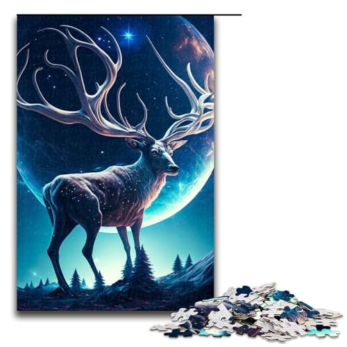 1000-teiliges Puzzle mit Galaxie-Hirschmotiv, für Erwachsene, Holzpuzzle, Heimdekoration, Größe 50 x 75 cm 1000-teiliges Puzzle mit Galaxie-Hirschmotiv, für Erwachsene, Holzpuzzle, Heimdekoration, Größe 50 x 75 cm von LLONGKT