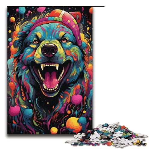 1000-teiliges Puzzle mit Hundemotiv, zum Ausmalen, für Teenager, Papppuzzle, Familienaktivität (Größe 38 x 26 cm) von LLONGKT