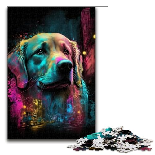 1000-teiliges Puzzle mit Neon-Hund, Holzpuzzle, Lernspielzeug, Größe 50 x 75 cm 1000-teiliges Puzzle mit Neon-Hund, Holzpuzzle, Lernspielzeug, Größe 50 x 75 cm von LLONGKT