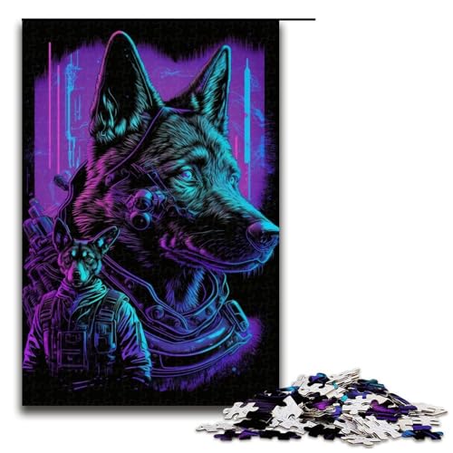 1000-teiliges Puzzle mit Schäferhund-Motiv, Holzpuzzle, pädagogisches Spielzeug zum Stressabbau, Größe 50 x 75 cm 1000-teiliges Puzzle mit Schäferhund-Motiv, Holzpuzzle, pädagogisches Spielzeug zum Stressabbau, Größe 50 x 75 cm von LLONGKT
