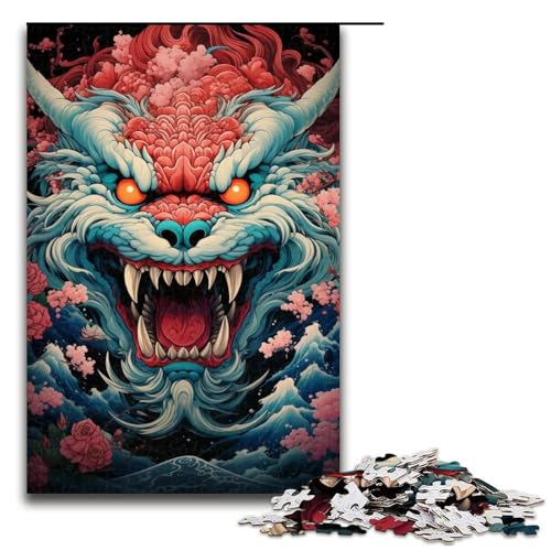 1000-teiliges Puzzle mit Tiermotiv, buntes Drachen-Puzzle für Erwachsene, Holzpuzzles, tolles Geschenk für Erwachsene (Größe 50 x 75 cm) von LLONGKT