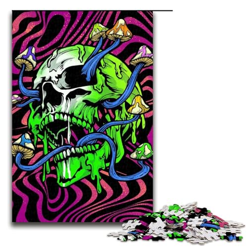 1000-teiliges Puzzle mit Totenkopf-Motiv, für Erwachsene, Holzpuzzle, Lernspiel, Herausforderungsspielzeug (Größe 50 x 75 cm) von LLONGKT