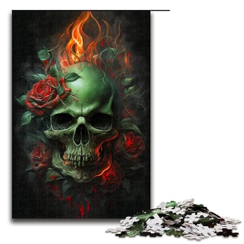 1000-teiliges Puzzle mit Totenkopfmotiv, Holzpuzzle für Teenager, (Größe 50 x 75 cm) von LLONGKT