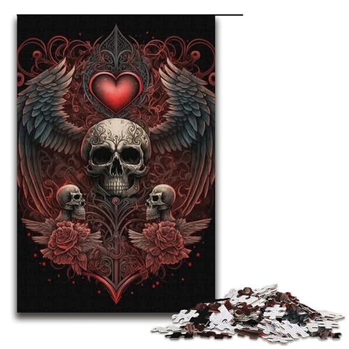 1000-teiliges Puzzle mit Totenkopfmotiv, Papppuzzle für Erwachsene, Lernspiel, Größe 38 x 26 cm von LLONGKT