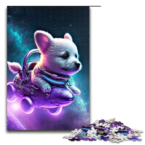 1000-teiliges Puzzle mit Weltraumhund, Holzpuzzle, pädagogisches Spielzeug zum Stressabbau, Größe 50 x 75 cm von LLONGKT