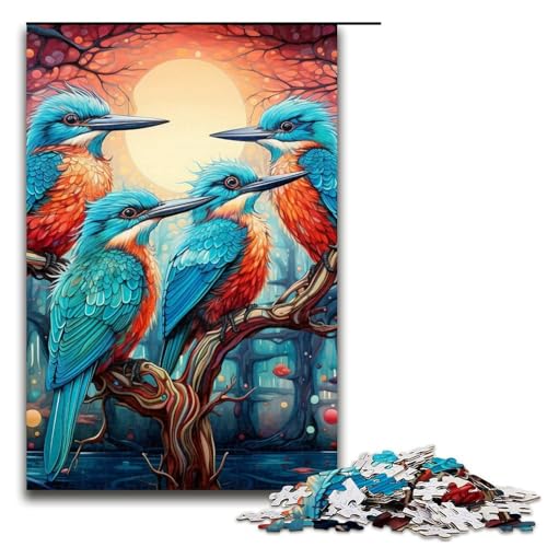 1000-teiliges Puzzle mit Zwei bunten Vögeln, Holzpuzzle, Lernspielzeug, Familienspiele, Größe 50 x 75 cm von LLONGKT