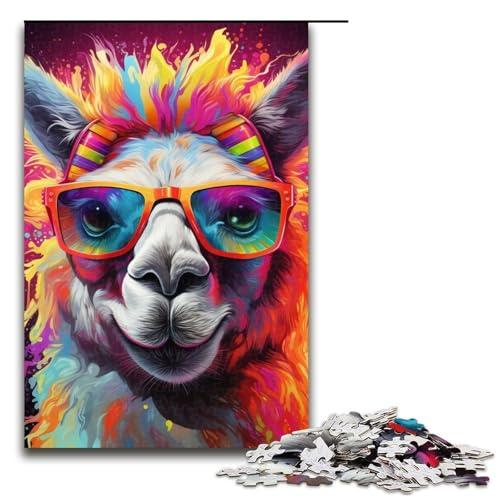 1000-teiliges Puzzle mit bunten Alpakas für Erwachsene, Lernspiel, herausforderndes Spielzeug für die Heimdekoration, Größe 50 x 75 cm von LLONGKT