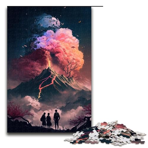 1000-teiliges Puzzle mit dem Berg Fuji, Holzpuzzle, tolles Geschenk für Erwachsene (Größe 50 x 75 cm) von LLONGKT