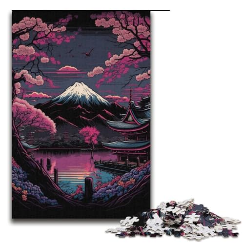 1000-teiliges Puzzle mit dem Berg Fuji, Japan, für Papppuzzles, pädagogisches Spielzeug zum Stressabbau, Größe 38 x 26 cm von LLONGKT