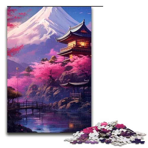 1000-teiliges Puzzle mit dem Berg Fuji, Japan, für Teenager, Holzpuzzle, Familienaktivität (Größe 50 x 75 cm) von LLONGKT