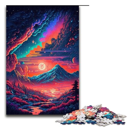 1000-teiliges Puzzle mit der Berggalaxie, Holzpuzzle, pädagogisches Spielzeug zum Stressabbau, Größe 50 x 75 cm von LLONGKT