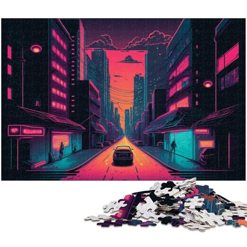 1000-teiliges Puzzle mit japanischer Straßenszene, Puzzle für Erwachsene, Holzpuzzle, Lernspiel, Größe 50 x 75 cm von LLONGKT