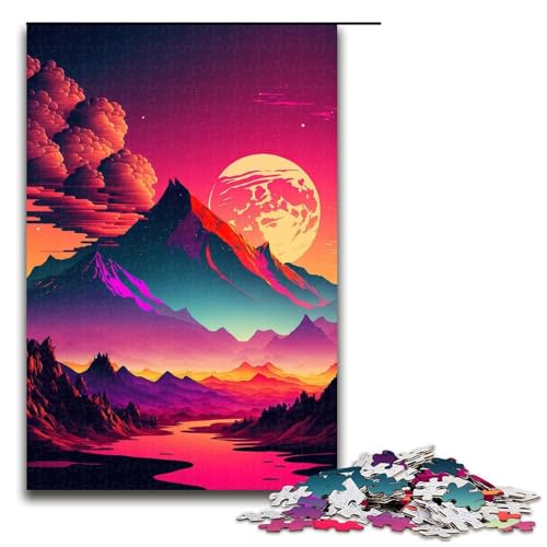 1000-teiliges Puzzle mit lebendiger Retro-Szene, Puzzle für Erwachsene, Holzpuzzle, Geschenke für Erwachsene (Größe 50 x 75 cm) von LLONGKT