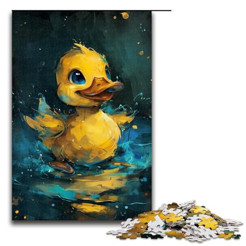 1000-teiliges Puzzle mit niedlicher Kleiner gelber Ente für Erwachsene, mit passendem Poster und Quizblatt (Größe 50 x 75 cm) von LLONGKT