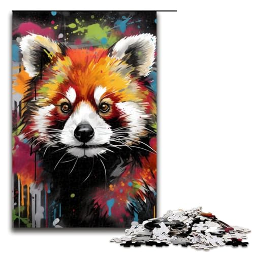 1000-teiliges Puzzle mit rotem Panda-Kunst-Graffiti für Erwachsene, Puzzle-Wanddekoration, Familienspiel zum Stressabbau, schwierige Herausforderung, Puzzlegröße 50 x 75 cm von LLONGKT