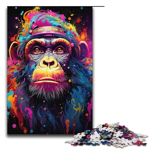 1000-teiliges Puzzlespiel, Malerei, Kunst, AFFE, Puzzle für Erwachsene, Papppuzzle, Familienspaß (Größe 38 x 26 cm) von LLONGKT