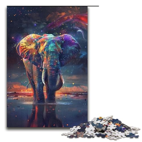 1000-teiliges Puzzlespiel „Galaxie-Elefant“ für Erwachsene, Papppuzzle, Lernspiel, Herausforderungsspielzeug, Größe 38 x 26 cm von LLONGKT