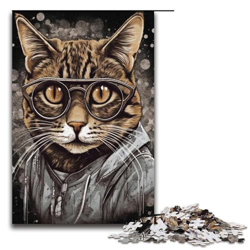 1000-teiliges Puzzlespiel „Malen, Mode, Katzenstil“, Puzzle für die ganze Familie, Puzzle-Aktivität aus Pappe (Größe 38 x 26 cm) von LLONGKT