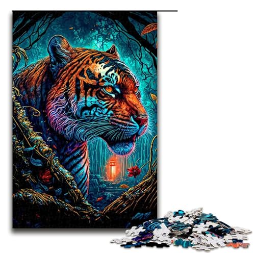 1000-teiliges Puzzlespiel „Tiger“ für Holzpuzzles als Familienaktivität (Größe 50 x 75 cm) von LLONGKT