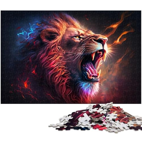 1000-teiliges Puzzlespiel Neon Tiger Puzzles für Erwachsene Holzpuzzle Spielzeug Wanddekoration Größe 50x75cm von LLONGKT