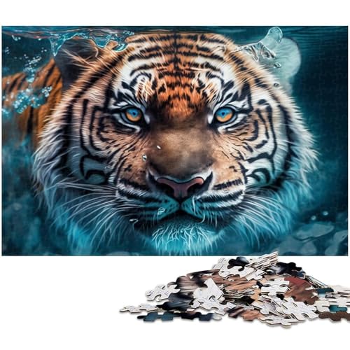 1000-teiliges Puzzlespiel Neon Tiger Puzzles für Erwachsene Holzpuzzle Spielzeug Wanddekoration Größe 50x75cm von LLONGKT