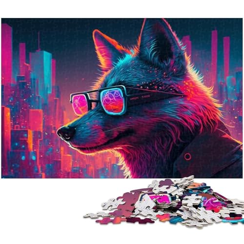 1000-teiliges Puzzlespiel Wolf Puzzles für Erwachsene aus Pappe Puzzle Spielzeug Wanddekoration Größe 38x26cm von LLONGKT